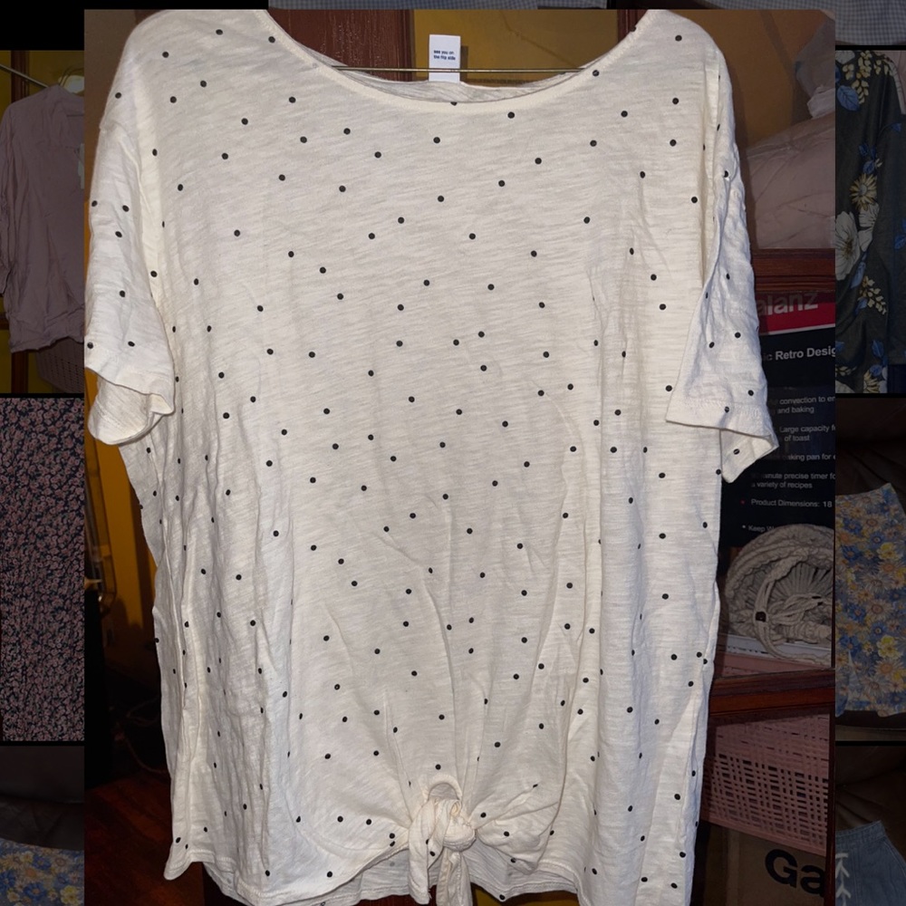 Cream and black polka dot tee
